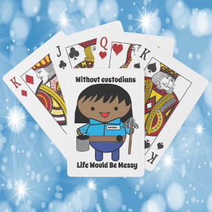 Custodian Janitor Black Female Funny Cute Playing Cards