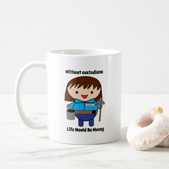 Custodian Janitor Female Funny Personalise Coffee Mug (With Donut)