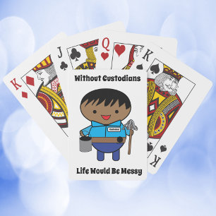 Custodian Janitor Life Messy Black Male Playing Cards
