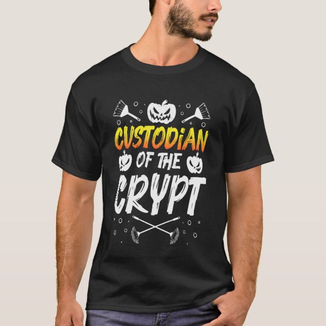 Custodian of The Crypt Halloween Design T-Shirt (Front)