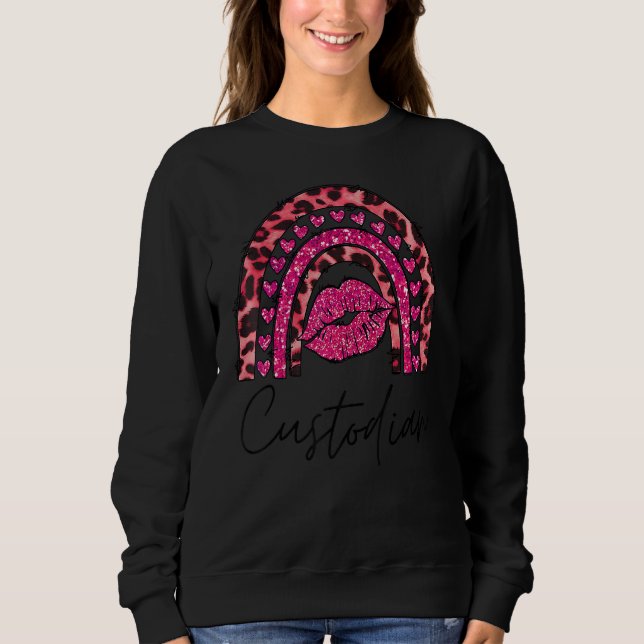 Custodian Pink Leopard Rainbow First Day Of Back T Sweatshirt (Front)