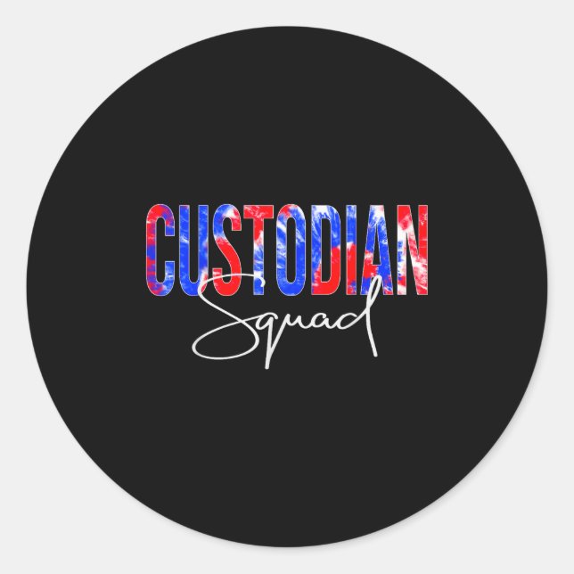 Custodian Squad Tie Dye Back To School Women Appre Classic Round Sticker (Front)