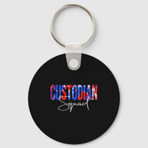 Custodian Squad Tie Dye Back To School Women Appre Key Ring