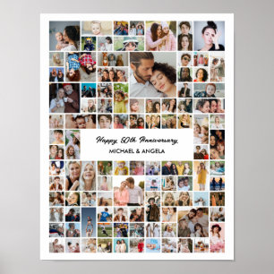 Custom 100 Photo Collage Birthday Anniversary Gift Poster
