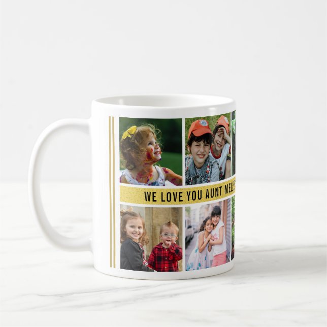 Custom 10 Photo Collage We Love You Aunt Coffee Mug (Left)