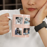 Custom 10 photo collage your text family elegant coffee mug<br><div class="desc">"We are family name and this is our story since year" handwriting custom white brushed calligraphy script (changeable text) and your ten family images over a solid blush pink (changeable) background making a beautiful 10 photo collage mug to mark your anniversary with a keepsake gift or just sip your favourite...</div>