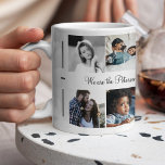 Custom 10 photo collage your text family modern coffee mug<br><div class="desc">"We are family name and this is our story since year" handwriting custom black and white calligraphy script (changeable text) and your ten family images making a beautiful 10 photo collage mug to mark your anniversary with a keepsake gift or just sip your favourite coffee at home! Easy to personalise...</div>