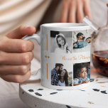 Custom 10 photo collage your text family modern coffee mug<br><div class="desc">"We are family name and this is our story since year" handwriting custom orange calligraphy script (changeable text) and your ten family images making a beautiful 10 photo collage mug to mark your anniversary with a keepsake gift or just sip your favourite coffee at home! Easy to personalise with your...</div>