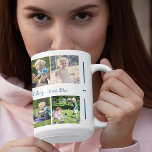 Custom 10 photo collage your text family modern coffee mug<br><div class="desc">"We are family name and this is our story since year" handwriting custom blue calligraphy script (changeable text) and your ten family images making a beautiful 10 photo collage mug to mark your anniversary with a keepsake gift or just sip your favourite coffee at home! Easy to personalise with your...</div>