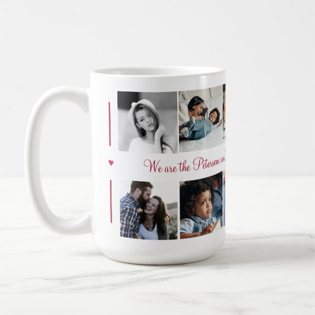 Custom 10 photo collage your text family modern coffee mug (Left)