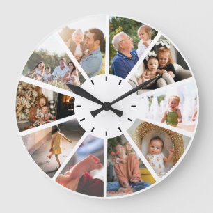Custom 10 Photo Family Children grandparent gift Large Clock