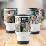 Custom 10 Picture Collage Best Dad Ever Green Travel Mug<br><div class="desc">Photo Collage Mug - A special gift for dad personalised with 10 favourite pictures of happy memories with kids.</div>