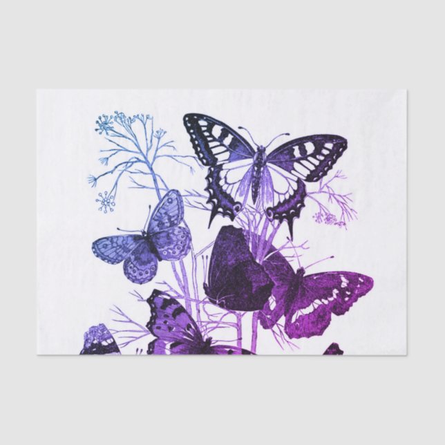 Custom 10lb Tissue Paper, White BUTTERFLIES Paper (Front)