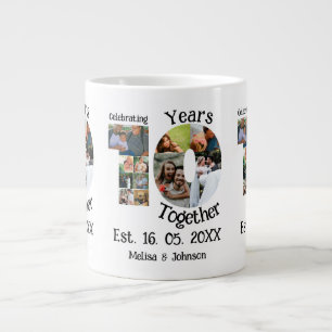 Custom 10th wedding anniversary 11 photo collage large coffee mug