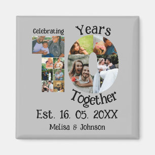 Custom 10th wedding anniversary 11 photo collage magnet