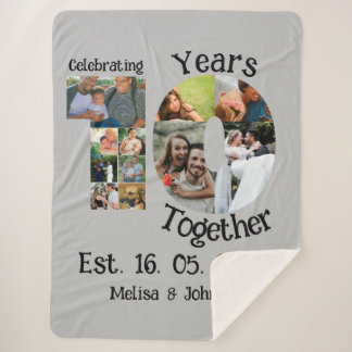 Custom 10th wedding anniversary 11 photo collage sherpa blanket