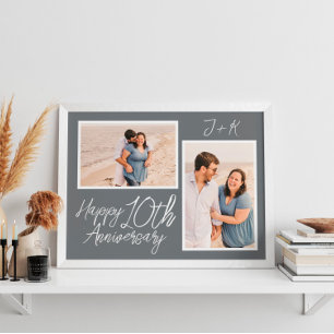 Custom 10th Wedding Anniversary Photo Collage Poster