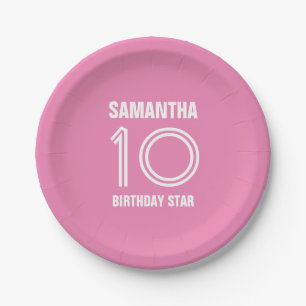 Custom 10th Year Birthday Custom Colour B07 Paper Plate