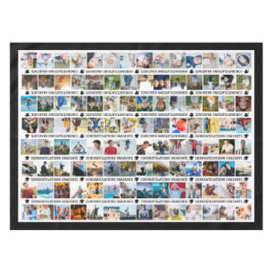 Custom 112 Photos Black Congratulations Graduate Tablecloth