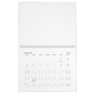 Custom 11" L x 14.25" W Large Numbers Calendar