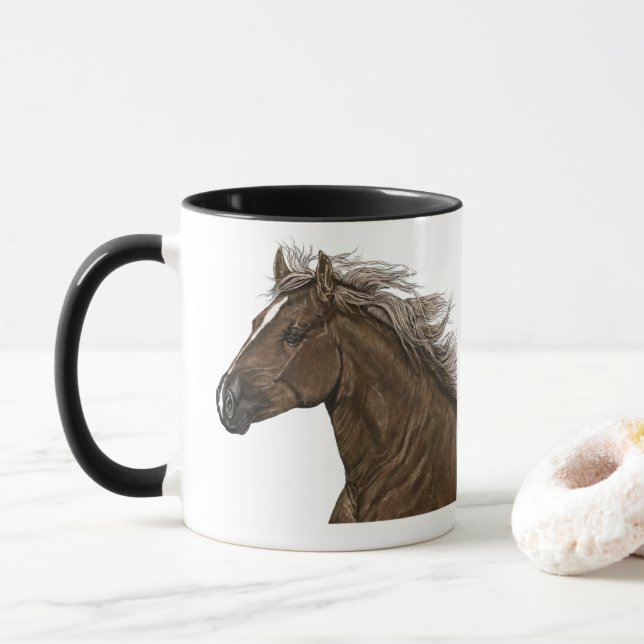 Custom 11oz Horse Mug Changeable Message By Zazz_i (With Donut)