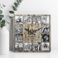 Custom 12 Photo Collage Family Love Reclaimed Wood