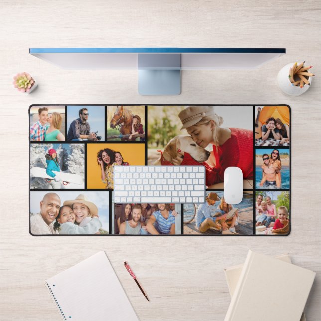 Custom 12 Photo Collage Family Memory Gift Desk Mat (Office 1)