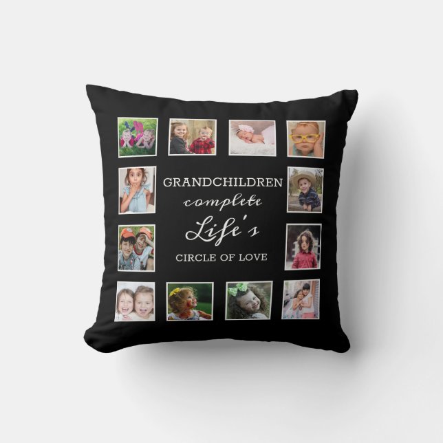 Custom 12 Photo Collage Grandchildren Quote Cushion (Front)