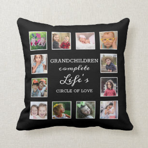 Custom 12 Photo Collage Grandchildren Quote Cushion