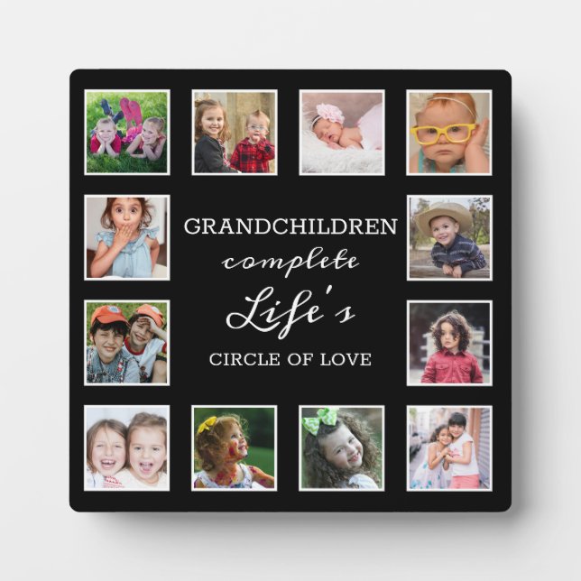 Custom 12 Photo Collage Grandchildren Quote Plaque (Front)