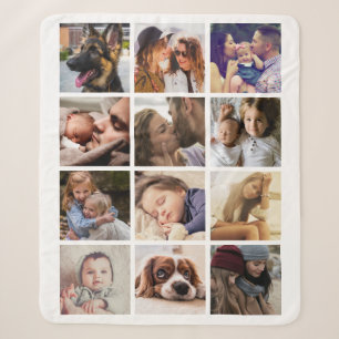 Custom 12 Photo Collage Sherpa Blanket