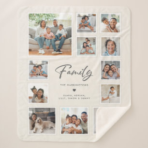 Custom 12 Photo Family Collage Modern Keepsake Sherpa Blanket