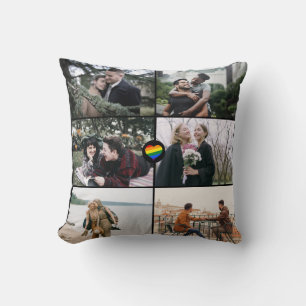 Custom 12 Photos Gay Pride LGBT Rainbow Love Heart Cushion