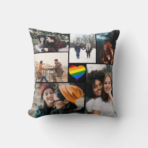 Custom 12 Photos Gay Pride LGBT Rainbow Love Heart Cushion