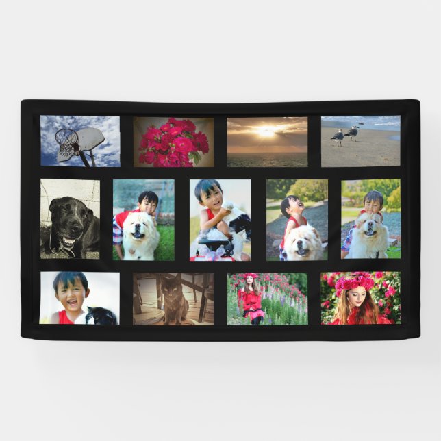 Custom 13 Photo Collage Colour Picture Banner (Horizontal)