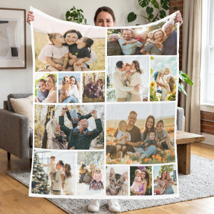 Custom 14 Photo Collage Fleece Blanket