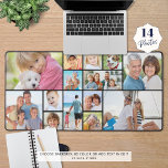 Custom 14 Photo Collage Modern Simple Desk Mat<br><div class="desc">Create your own photo desk mat utilising this easy-to-upload unique photo collage template featuring 14 pictures of various shapes and sizes in your choice of background colour. Showcase favourite pictures of family, friends, pets and vacation travels. Change colour or add text to personalise in EDIT. Surround yourself with photo memories...</div>