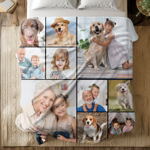 Custom 14 Photo Collage Personalised Family Fleece Blanket