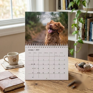 Custom 14 Photo Pet Dog 14 Name Picture Template Calendar