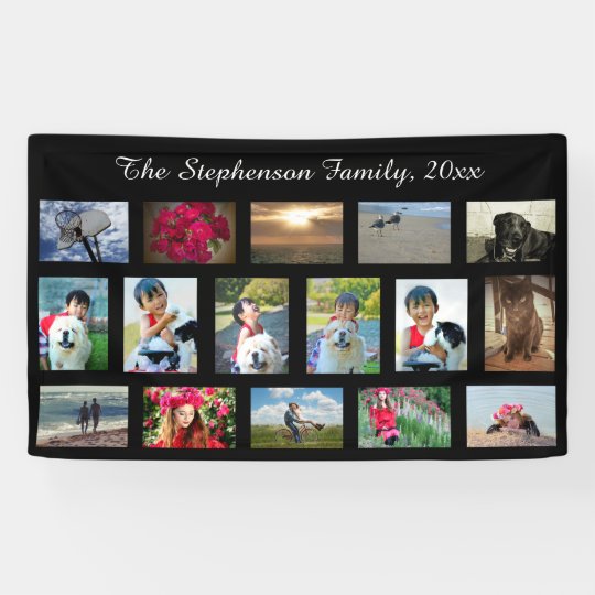 Custom 16 Photo Collage Horizontal Picture Banner