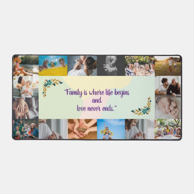 Custom 16 Photo Collage Personalised Desk mat (Front)