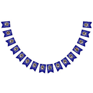 Custom 16 Photos Graduation Cap Toss, Diploma Blue Bunting