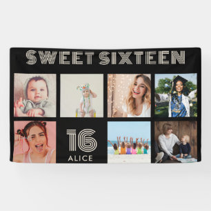 Custom 16th Birthday Party Photo Collage Banner