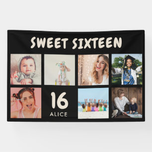 Custom 16th Birthday Party Photo Collage Banner