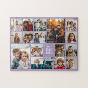 Custom 17 Photo Collage - white and purple Jigsaw Puzzle