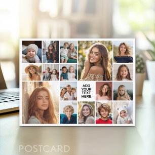 Custom 17 Photo Collage - White Postcard
