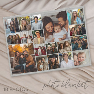 Custom 18 Photo Collage All Over Fleece Blanket
