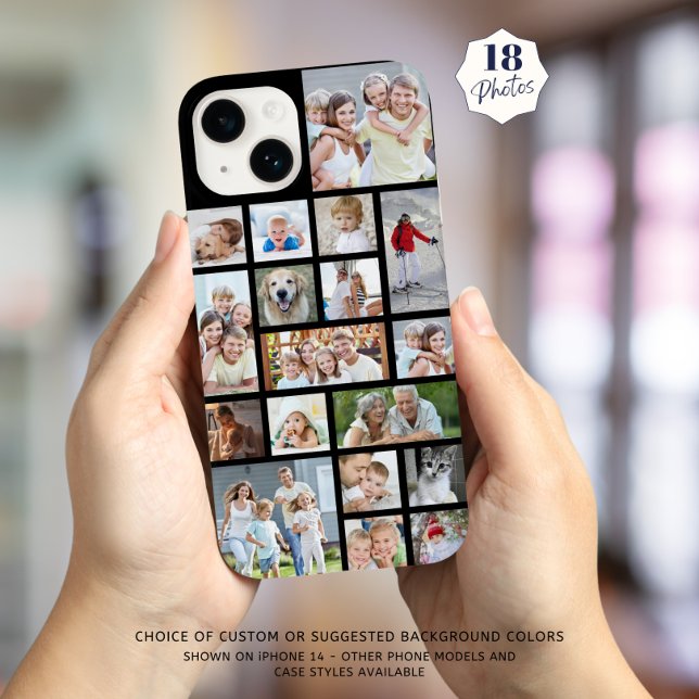 Custom 18 Photo Collage Your Color Case-Mate iPhone Case