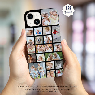 Custom 18 Photo Collage Your Colour iPhone 15 Mini Case