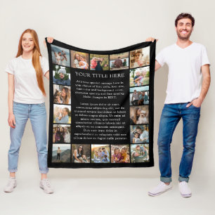 Custom 18 Photo Collage Your Text Fleece Blanket